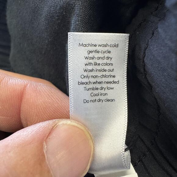 Athleta Pants Womens 4P Black Linen Jogger Elastic Waist Zip Pockets Cuffed - Picture 14 of 16